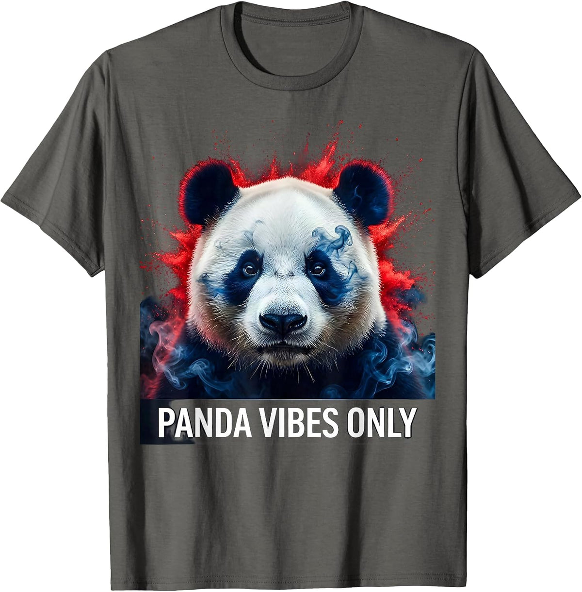 Men's Panda Vibes Only Chill Panda Design T-Shirt - Asphalt Grey