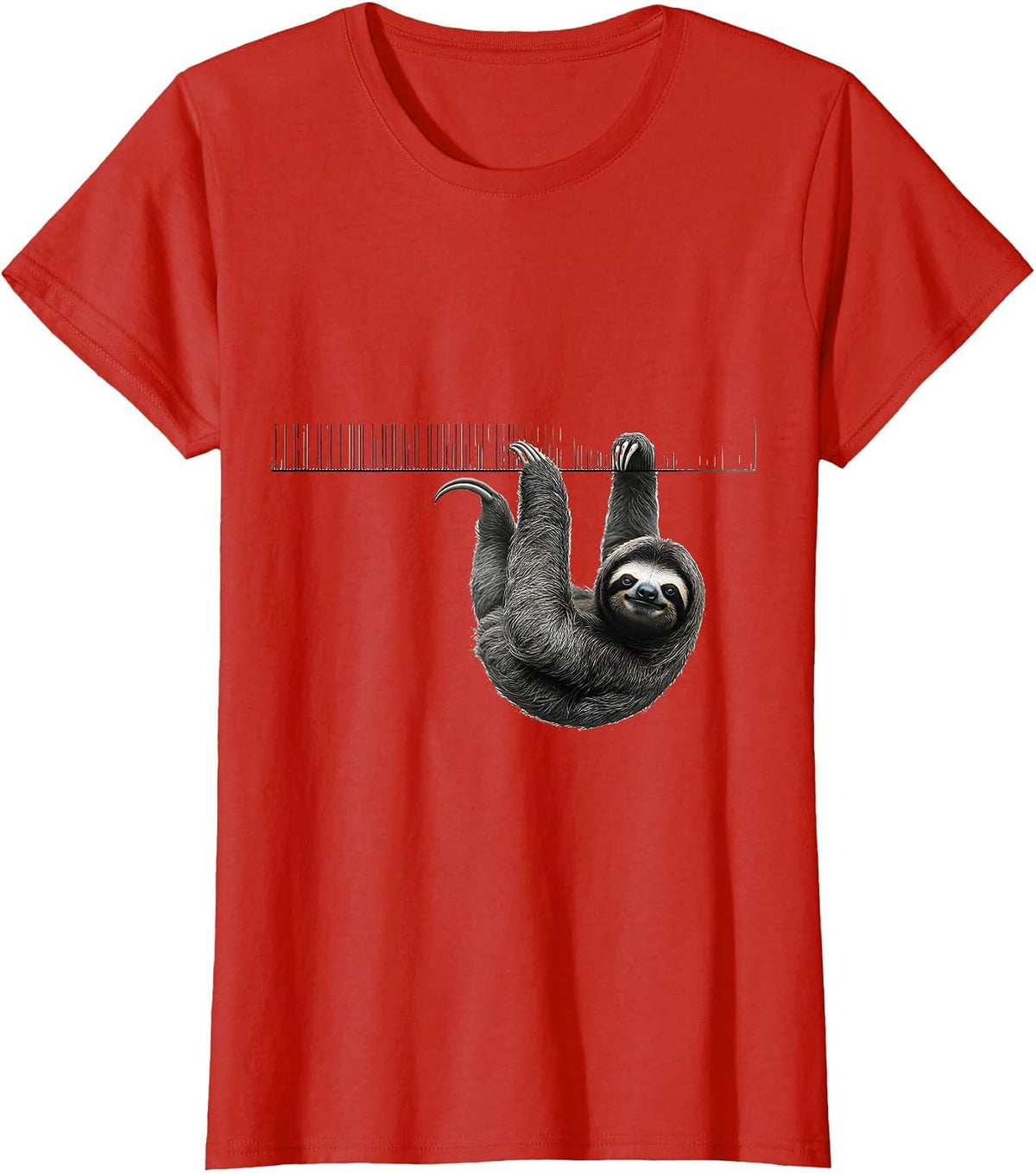 Ruler Sloth Minimalist Funny Sloth Lover Gift T-Shirt - Red