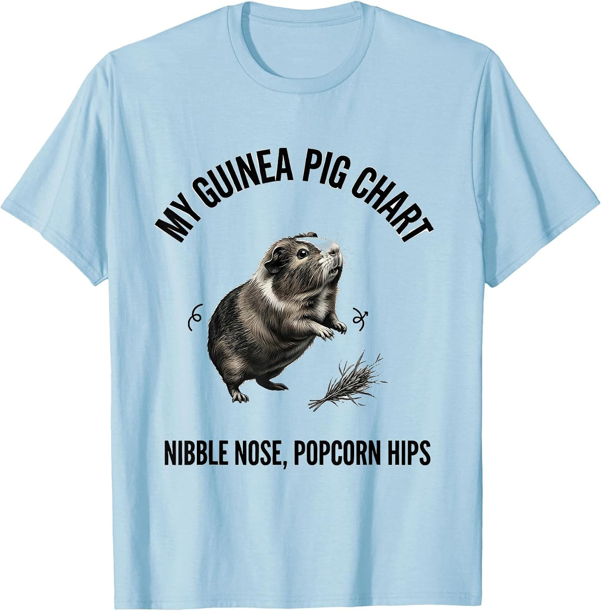 Men's My Guinea Pig Chart Nibble Nose Popcorn Hips Funny T-Shirt - Baby Blue