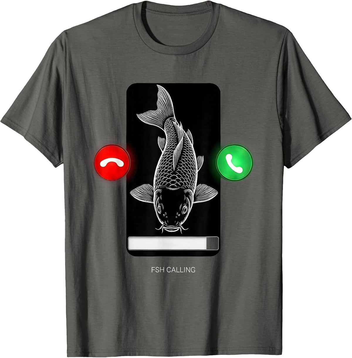 Men's Fsh Calling Funny Misspelled Fish Meme Humor T-Shirt - Asphalt Grey