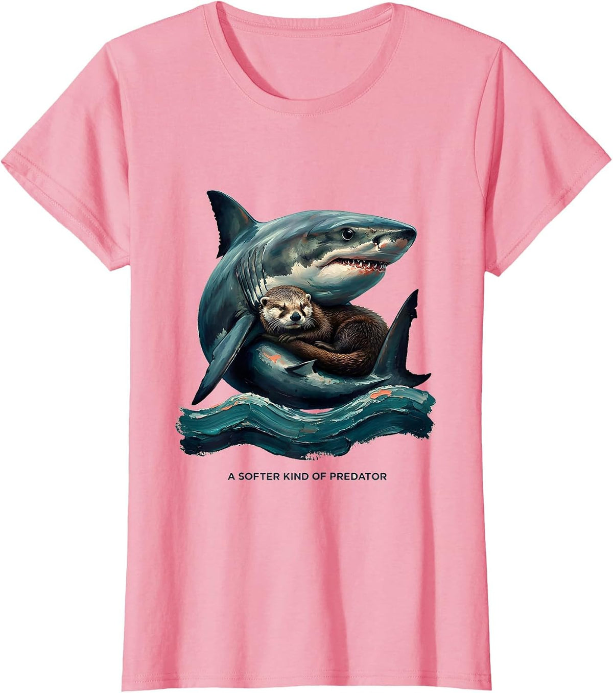 Women's A Softer Kind Of Predator Funny Shark Lover Ocean Humor T-Shirt - Pink
