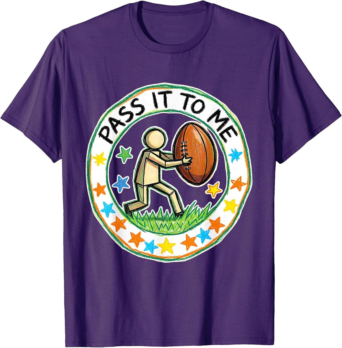 Men's Pass It To Me Rugby Graphic Design T-Shirt - Purple