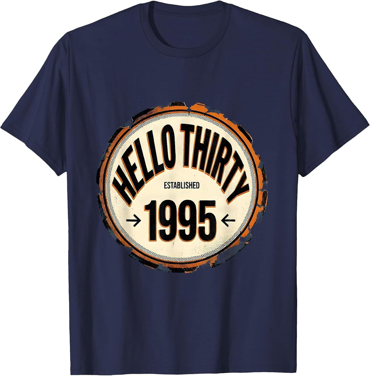 Hello Thirty Established 1995 Vintage 30th Birthday Gift T-Shirt - Navy Blue