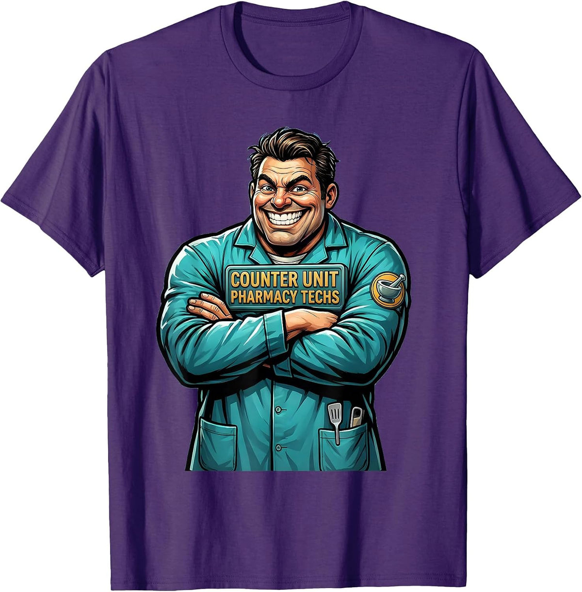 Men's Counter Unit Pharmacy Techs Funny Pharmacy Technician T-Shirt - Purple