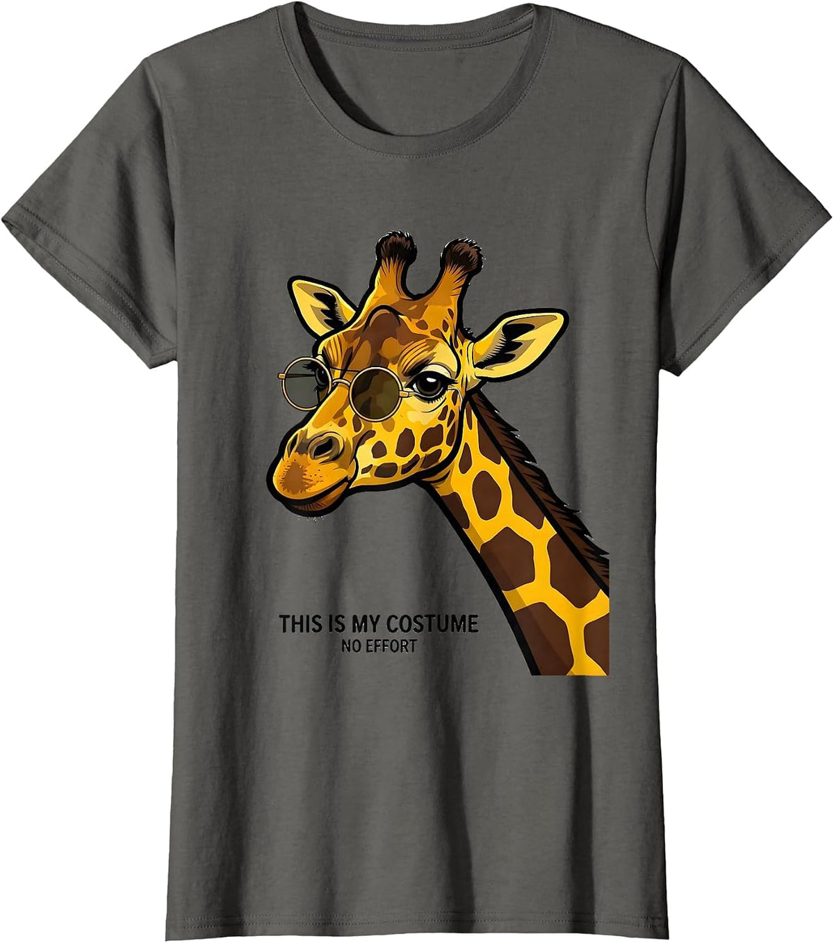 Women's This Is My Costume No Effort Funny Giraffe Sunglasses Safari T-Shirt - Asphalt Grey