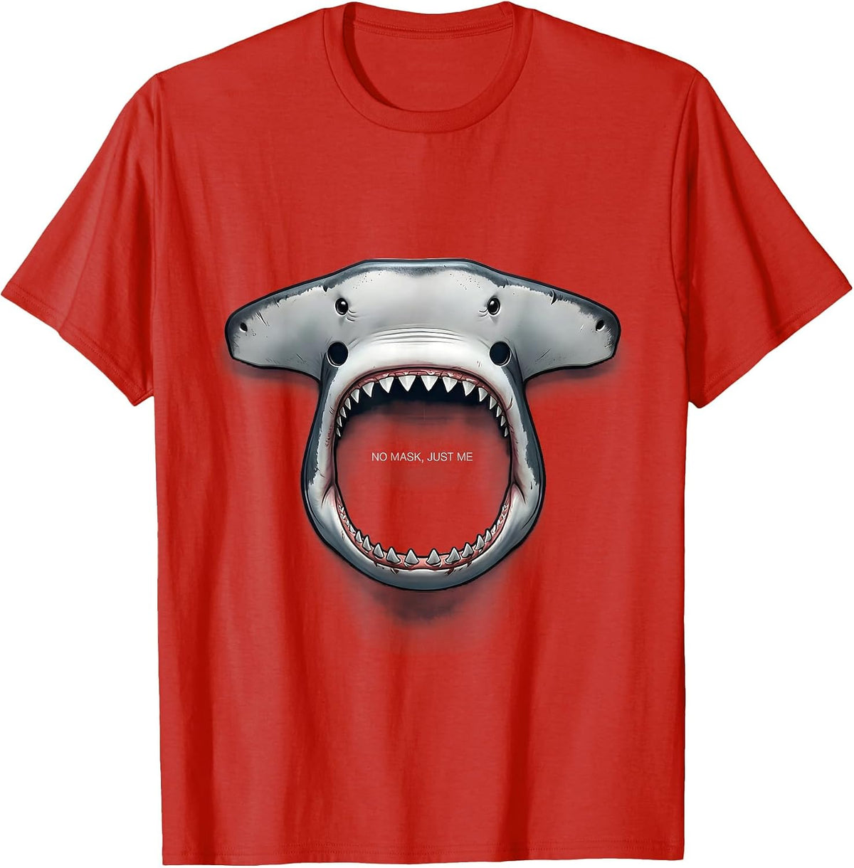 Men's No Mask Just Me Funny Shark Lover Wildlife Costume T-Shirt - Red