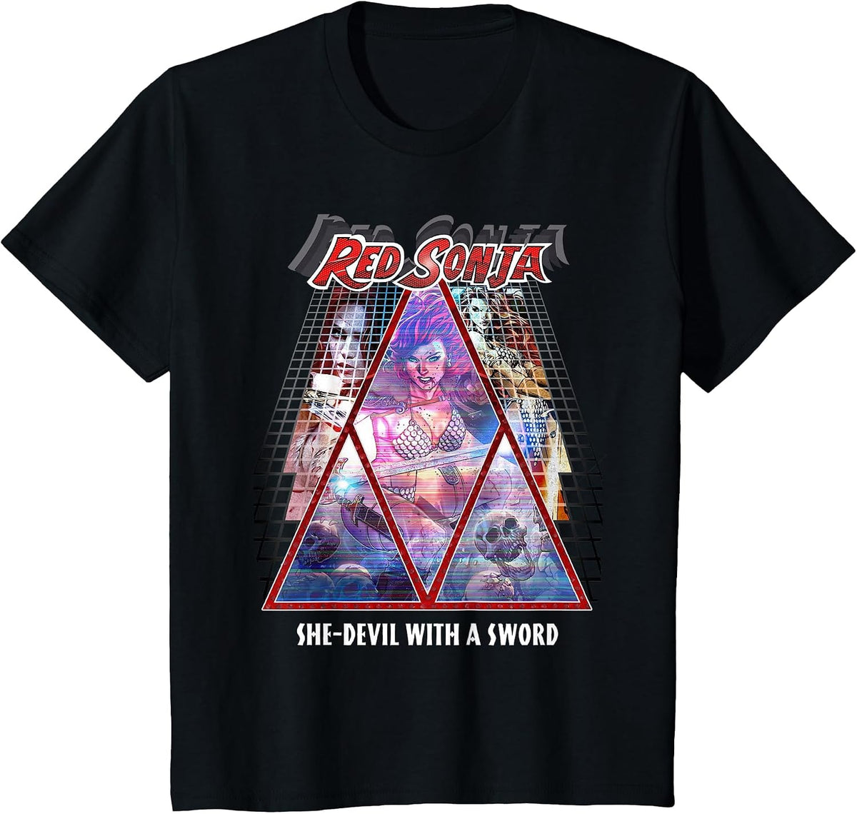 Red Sonja Poster Synthwave Redhead Epic Cyberpunk Retro 80s T-Shirt - Black
