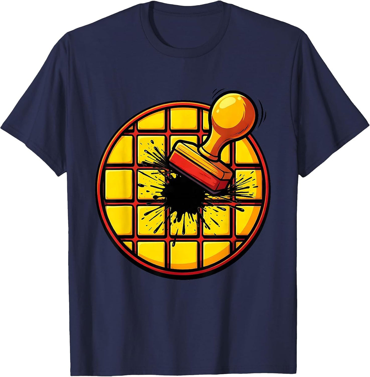 Bingo Card Dauber Stamp Graphic Tee T-Shirt - Navy Blue