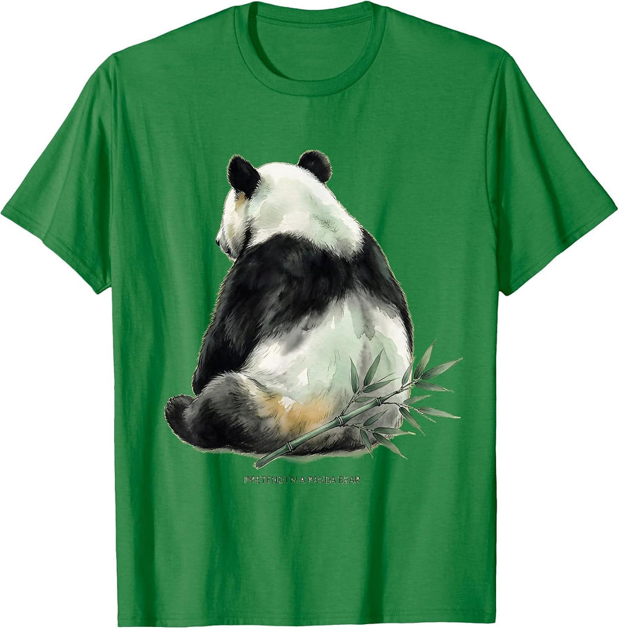 Men's Pretend I'm A Panda Bear Funny Halloween Party Costume T-Shirt - Kelly Green