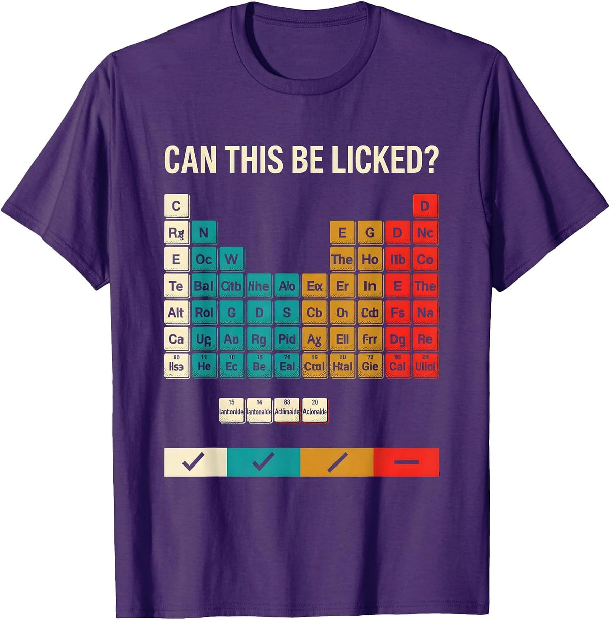Men's Can This Be Licked Funny Periodic Table Science Teacher T-Shirt - Purple