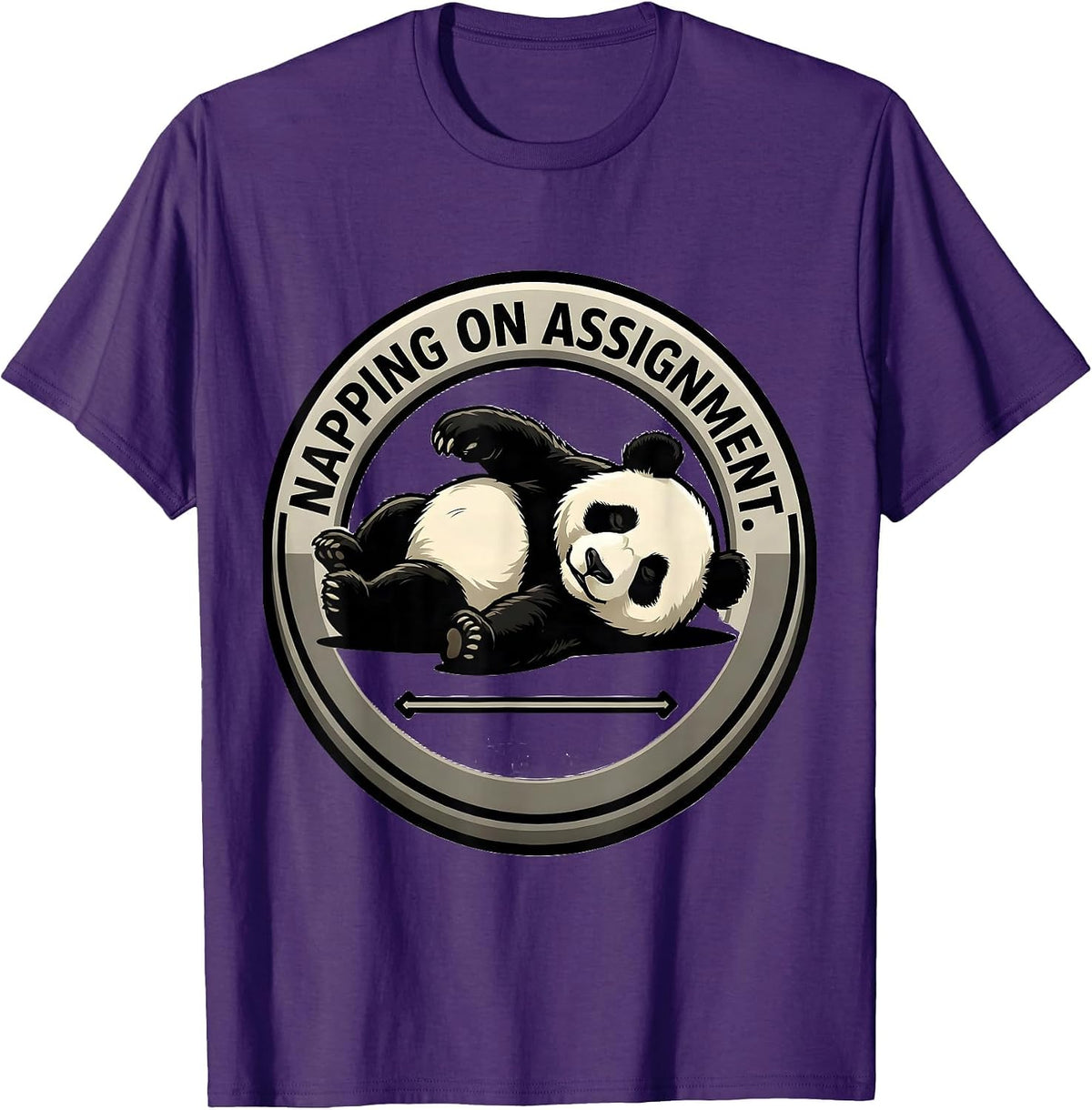 Napping On Assignment Funny Panda Bear Animal Humor T-Shirt - Purple