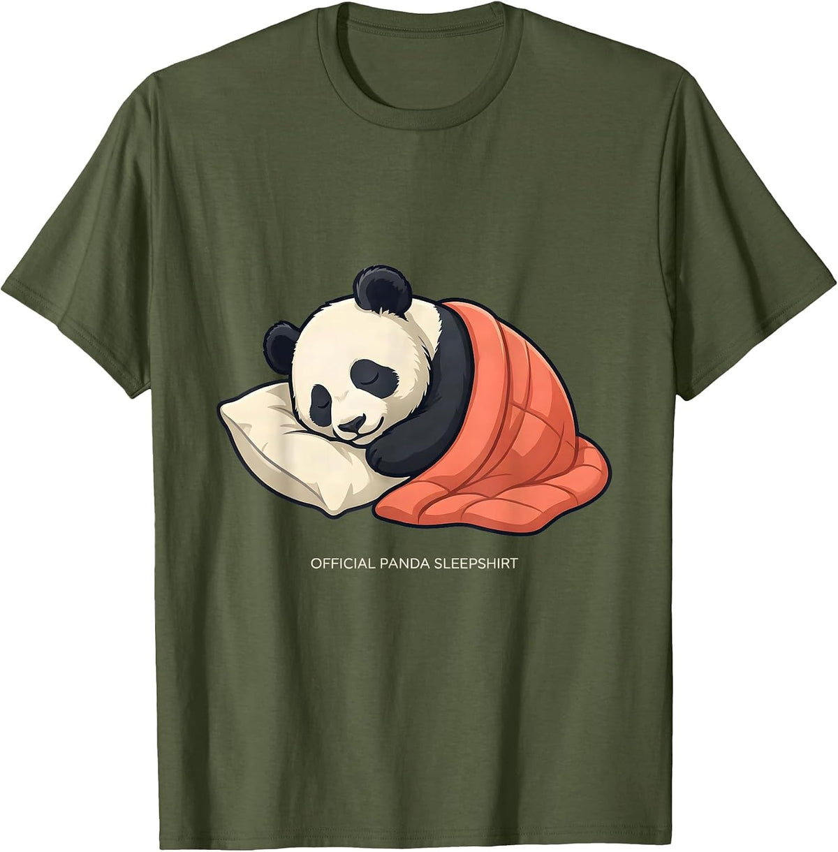 Men's Official Panda Sleepshirt Funny Animal Lover Cozy Novelty T-Shirt - Olive Green