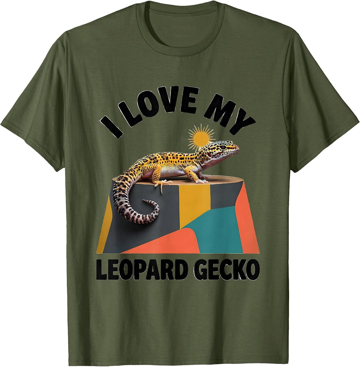 I Love My Leopard Gecko Midcentury Modern Reptile Lover Gift T-Shirt - Olive Green