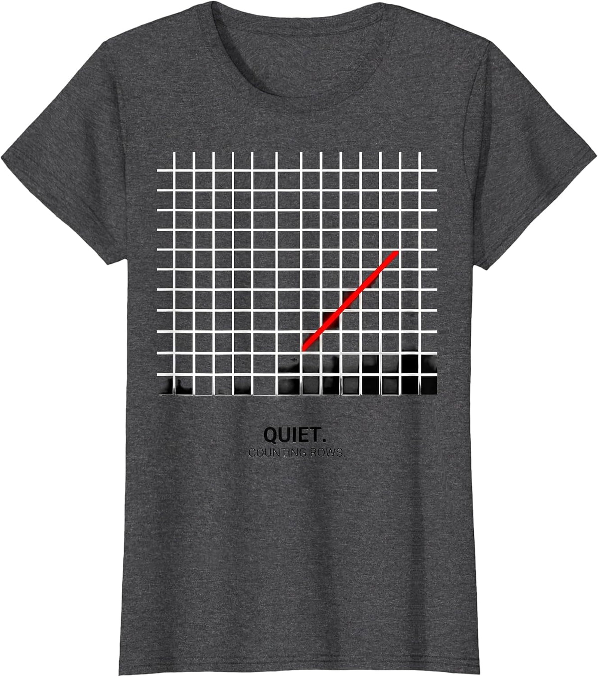 Women's Quiet Counting Rows Funny Crochet Knitting Yarn Craft Humor T-Shirt - Dark Heather Grey