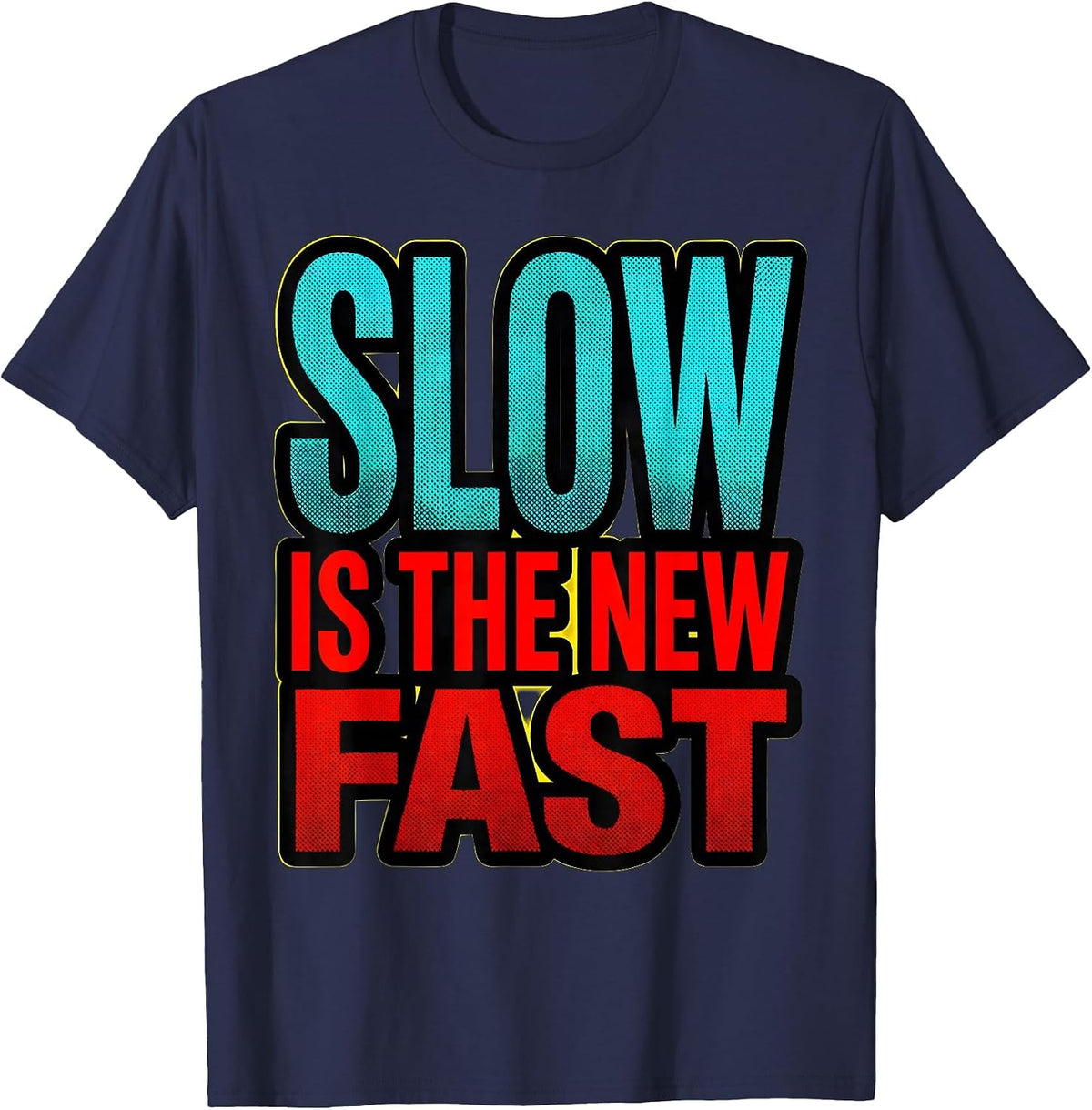 Men's Slow Is The New Fast Turtle Graphic Design T-Shirt - Navy Blue