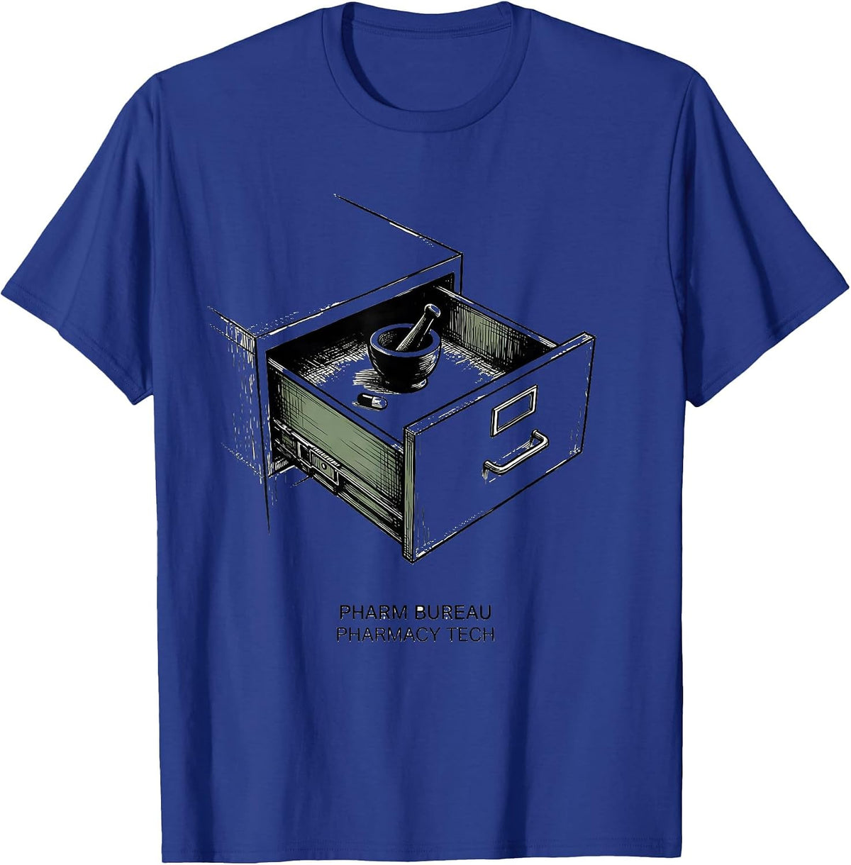 Men's Pharm Bureau Pharmacy Tech Funny Pharmacy Tech Crew Gift T-Shirt - Royal Blue