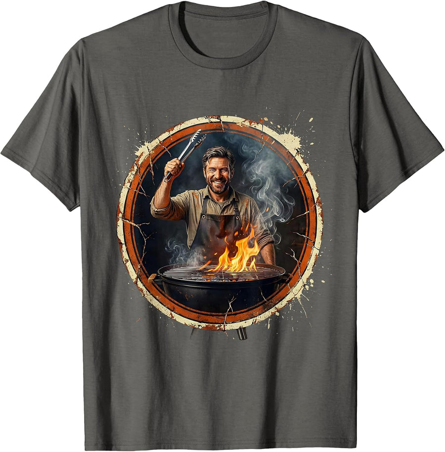 Good Fellow Backyard Barbecue Grilling Graphic T-Shirt - Asphalt Grey