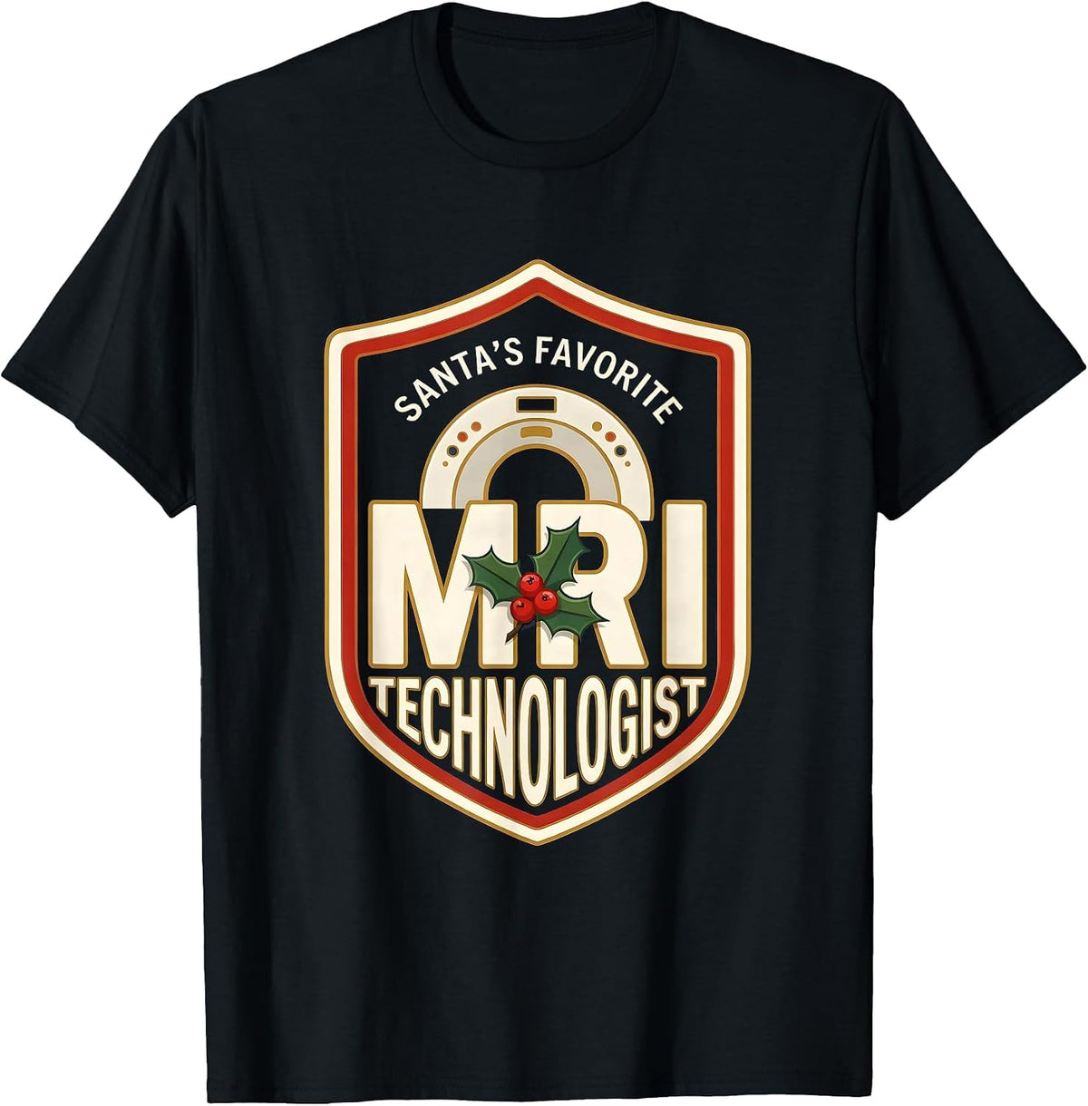 Men's Santa's Favorite MRI Technologist Funny Medical Tech T-Shirt - Black