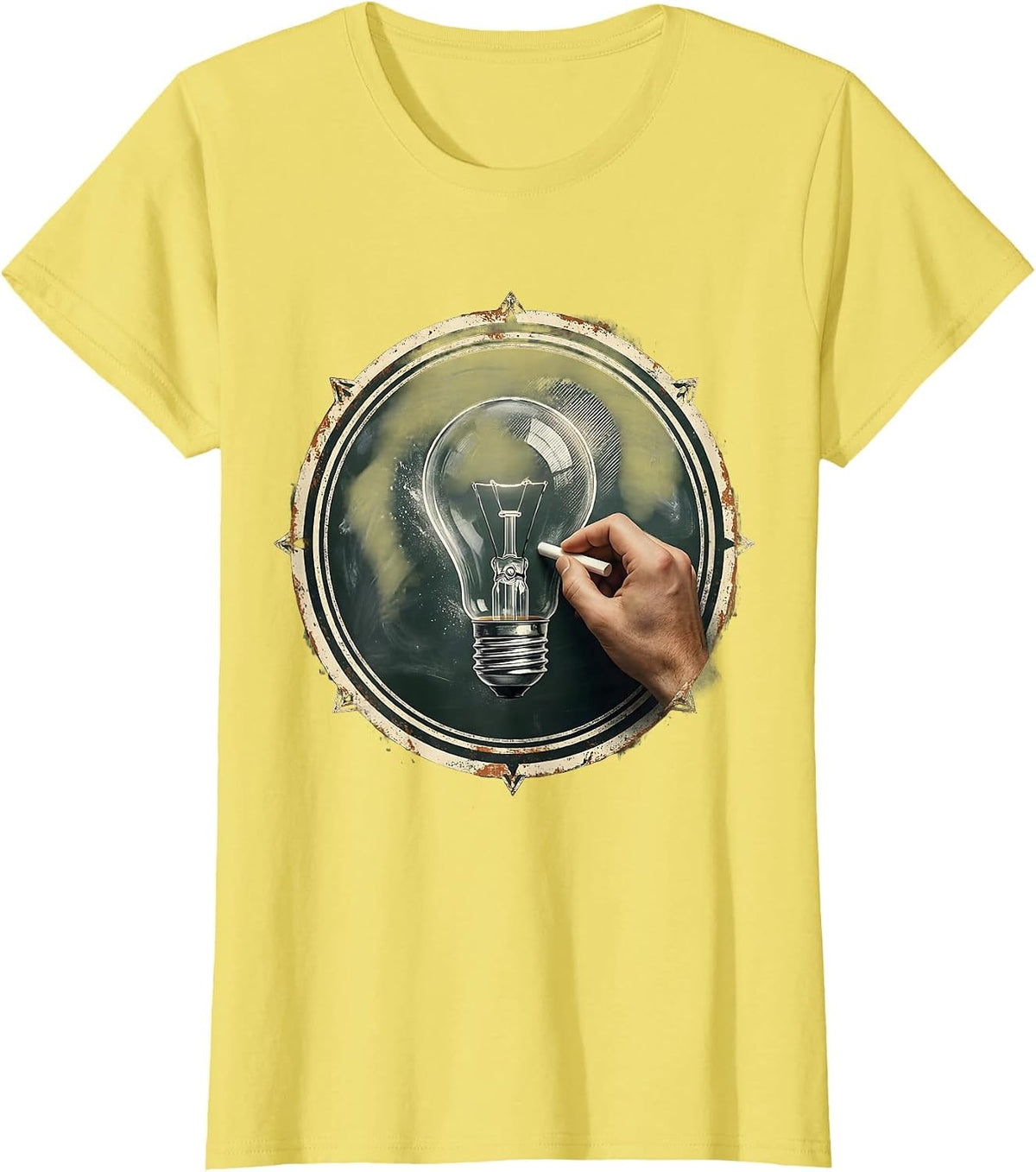 4th Grade Teacher Chalkboard Lightbulb Design T-Shirt - Lemon Yellow