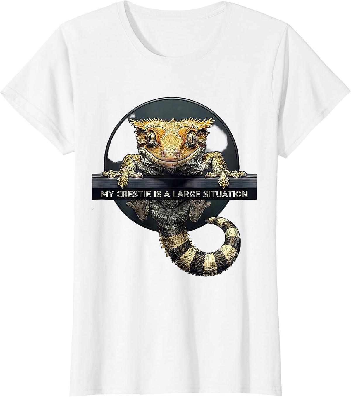 Women's My Crestie Is A Large Situation Funny Crested Gecko Reptile T-Shirt - White