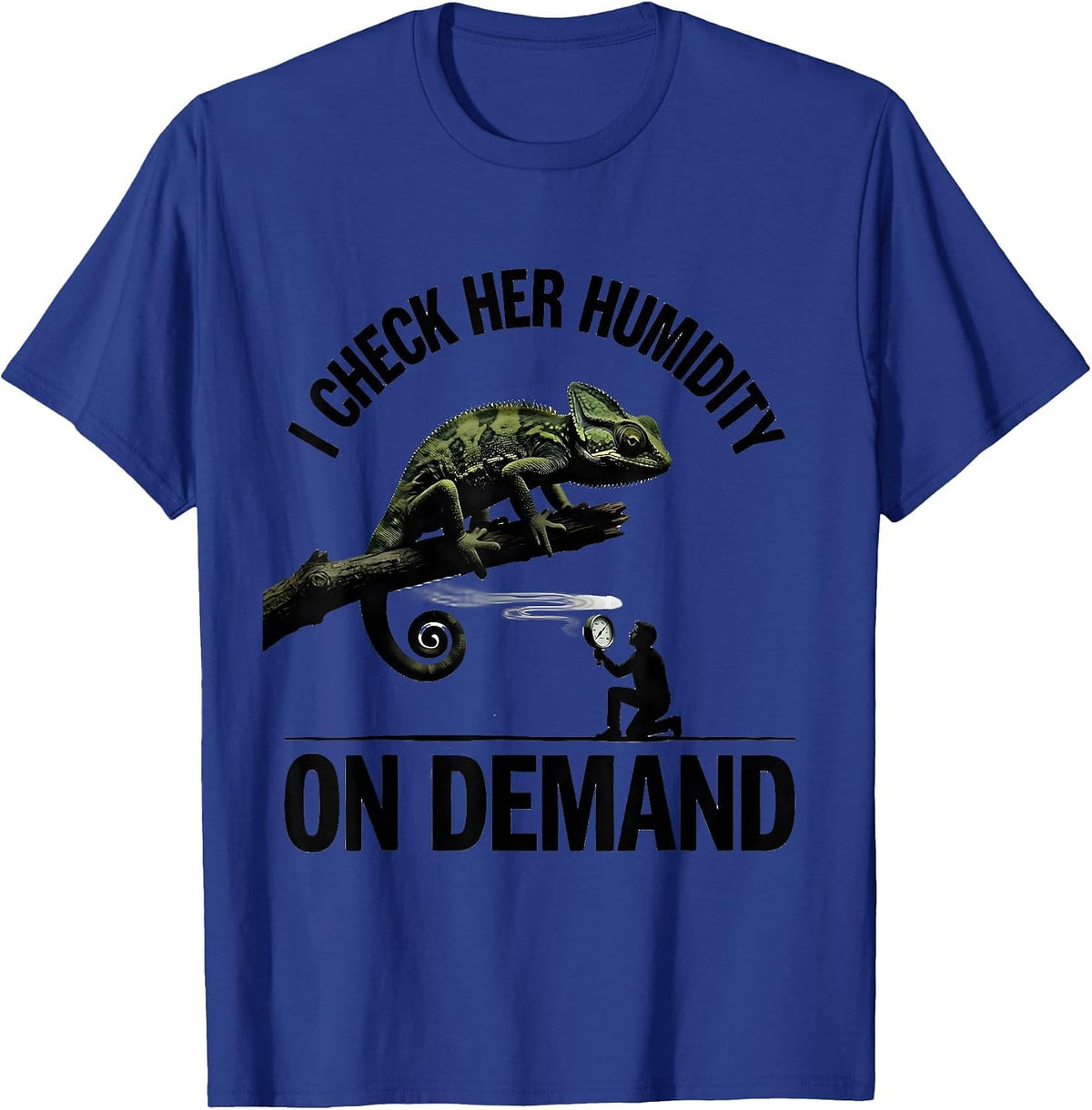 Men's I Check Her Humidity On Demand Funny Reptile Lover Gecko T-Shirt - Royal Blue