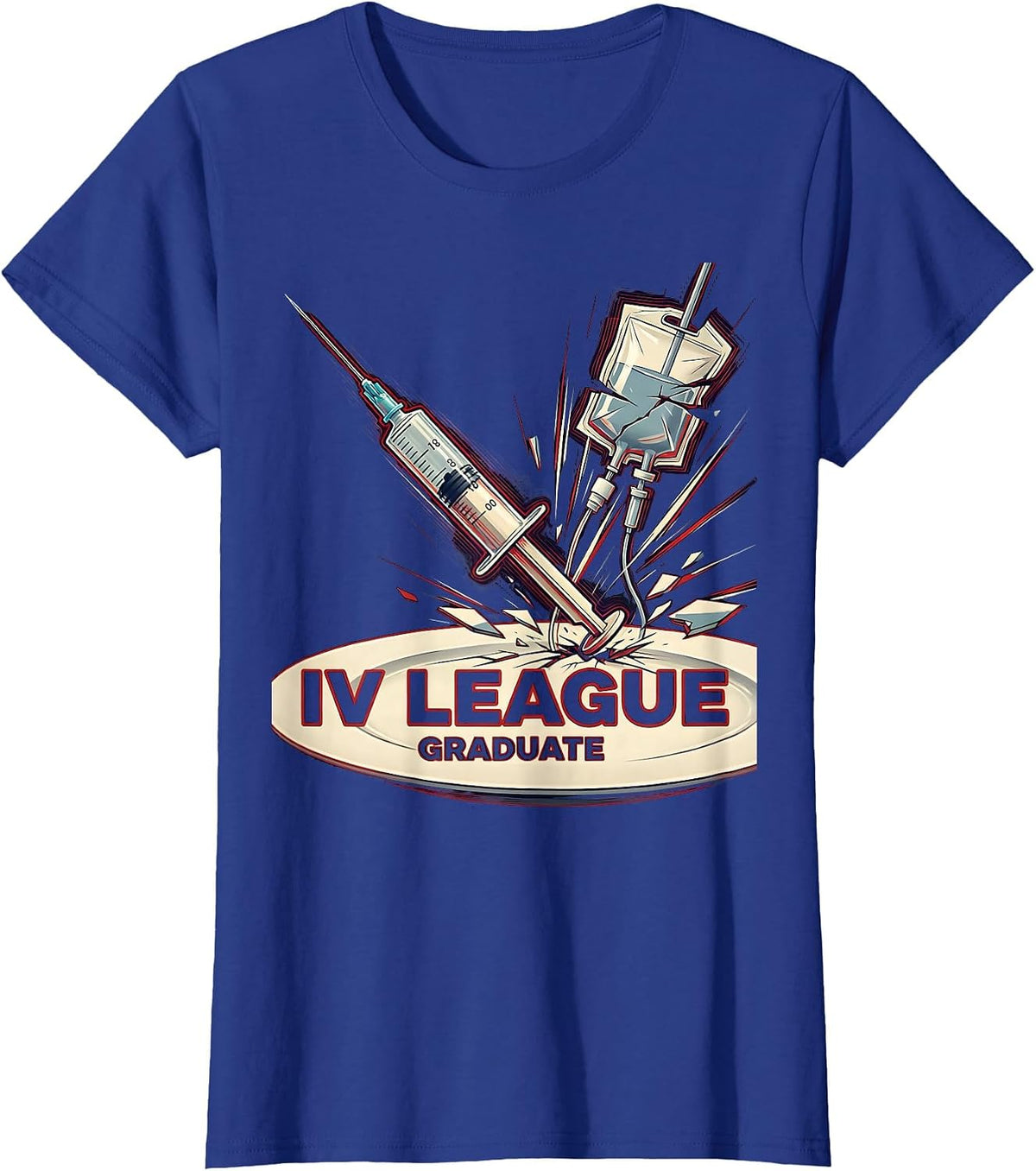 Women's IV League Graduate Funny Nurse Design T-Shirt - Royal Blue