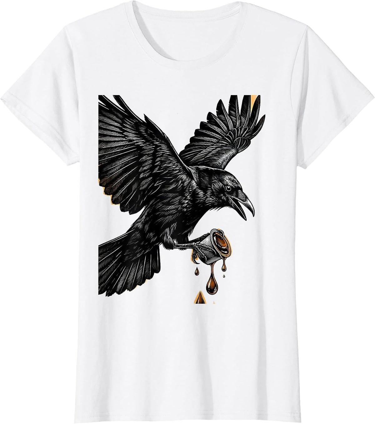 Women's Cawf Crow Coffee Lover Graphic Tee T-Shirt - White