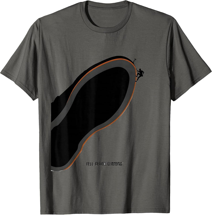 Fell. Retied. Climbing Funny Rock Climber Bouldering Gift T-Shirt - Asphalt Grey