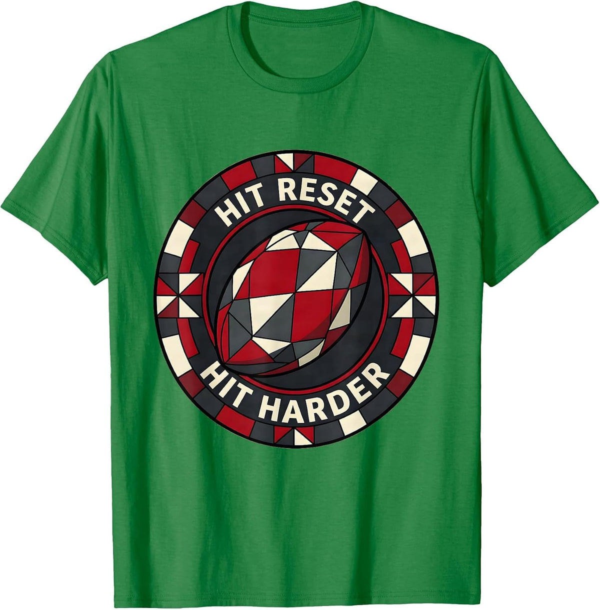 Men's Hit Reset Hit Harder Rugby Graphic Design T-Shirt - Kelly Green