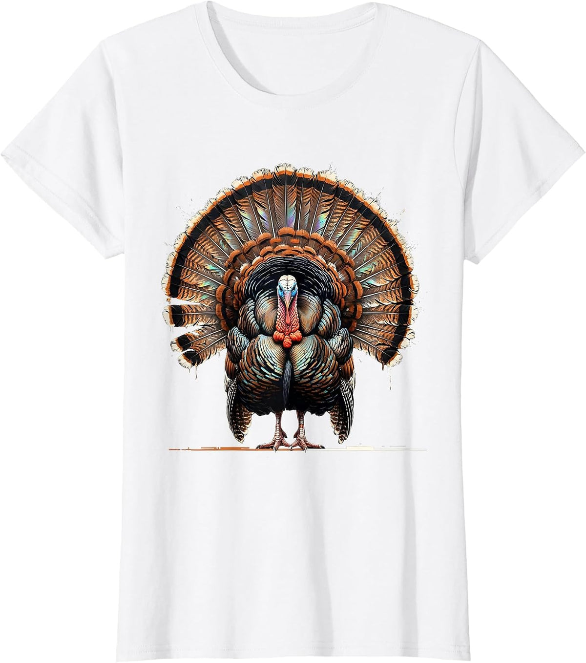 Women's Wild Turkey Fanning Feathers Hunting Graphic T-Shirt - White