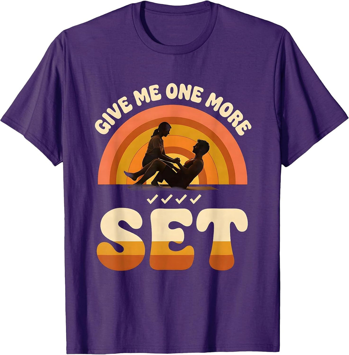 Men's Give Me One More Set Retro Funny Physical Therapist PT Gift T-Shirt - Purple