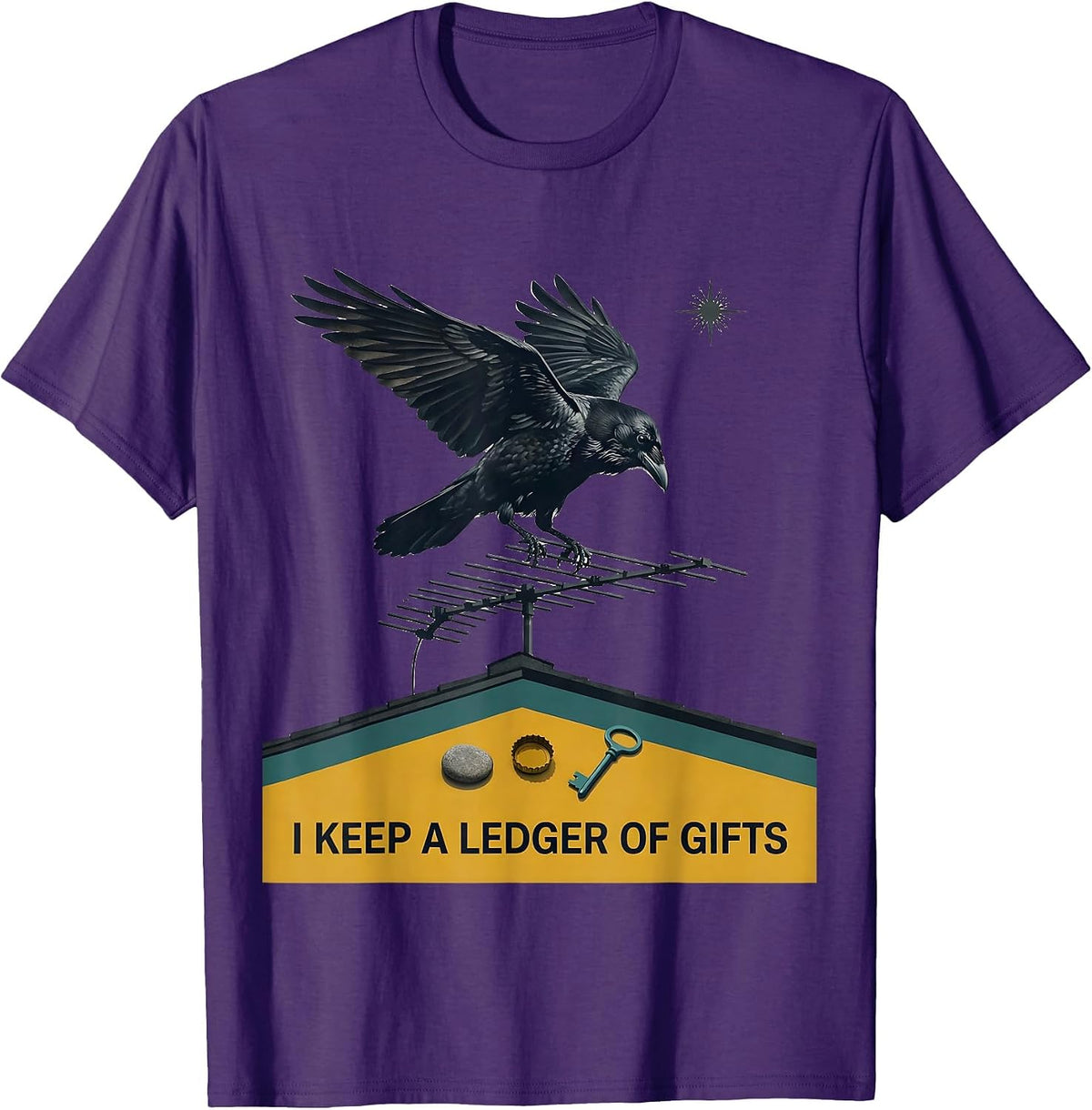 Men's I Keep A Ledger Of Gifts Dark Humor Crow Lover Gift T-Shirt - Purple
