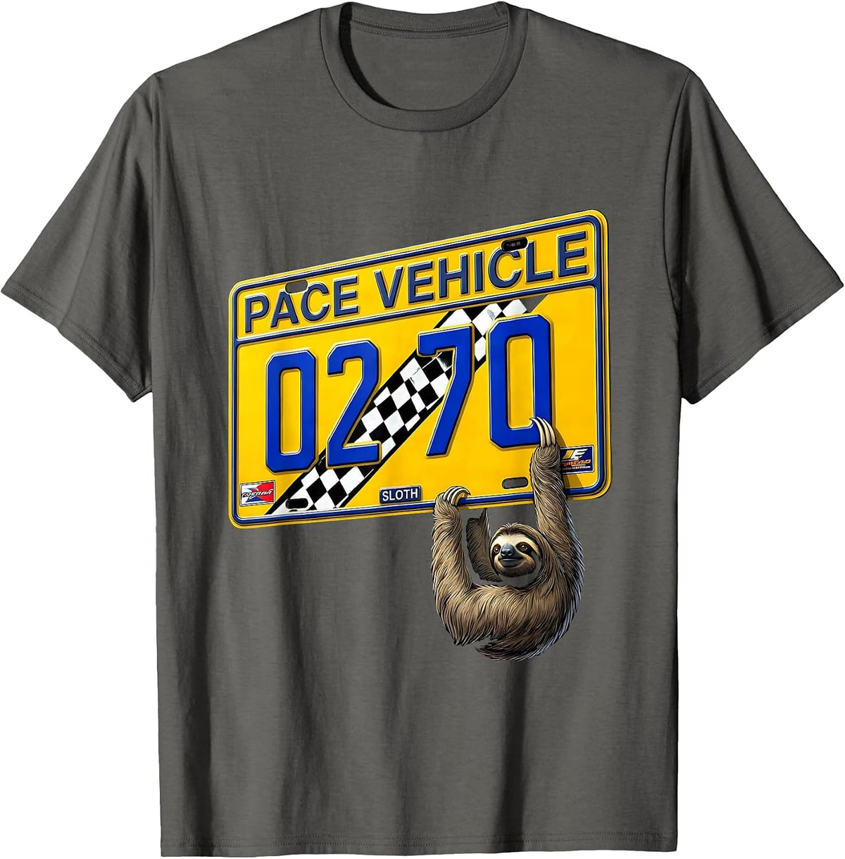 Men's Pace Vehicle: Sloth Funny Sloth Lover Racing Humor T-Shirt - Asphalt Grey