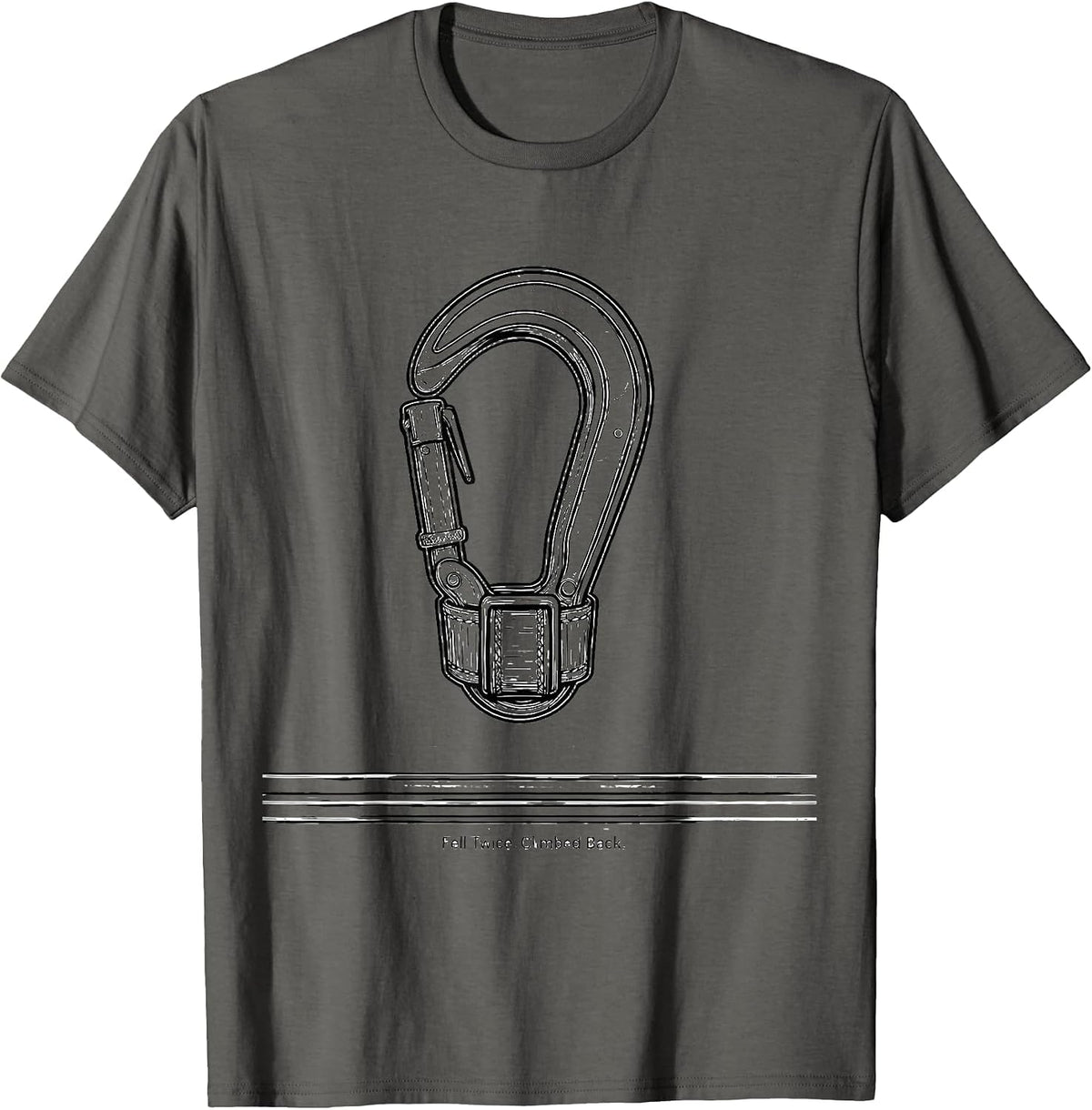 Men's Fell Twice. Climbed Back Funny Electrician Skeleton Lineman T-Shirt - Asphalt Grey