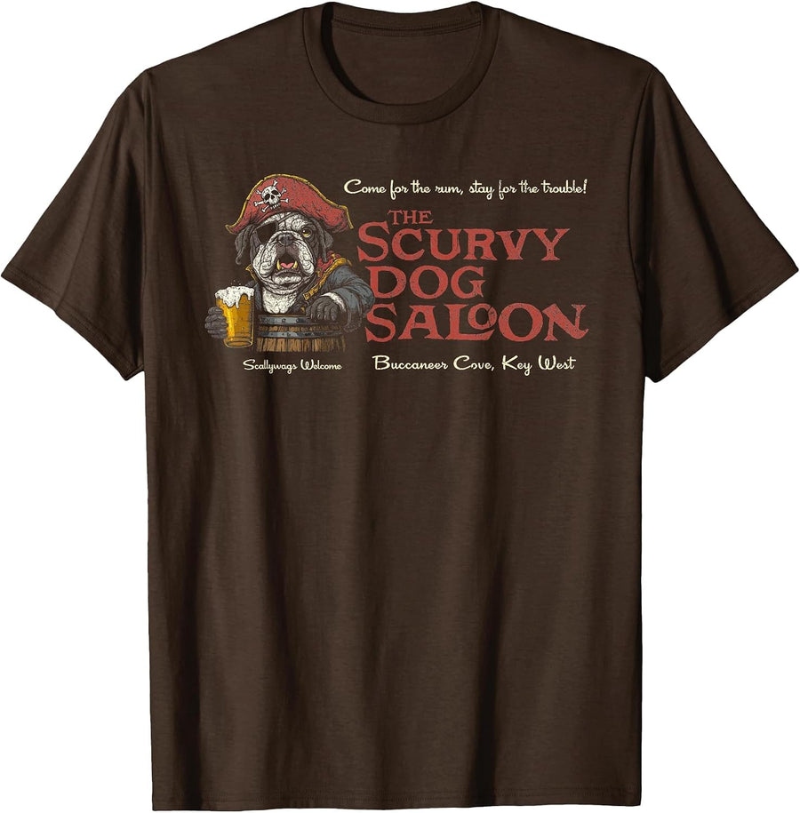 The Scurvy Dog Dive Saloon Pub Apparel T-Shirt - Brown
