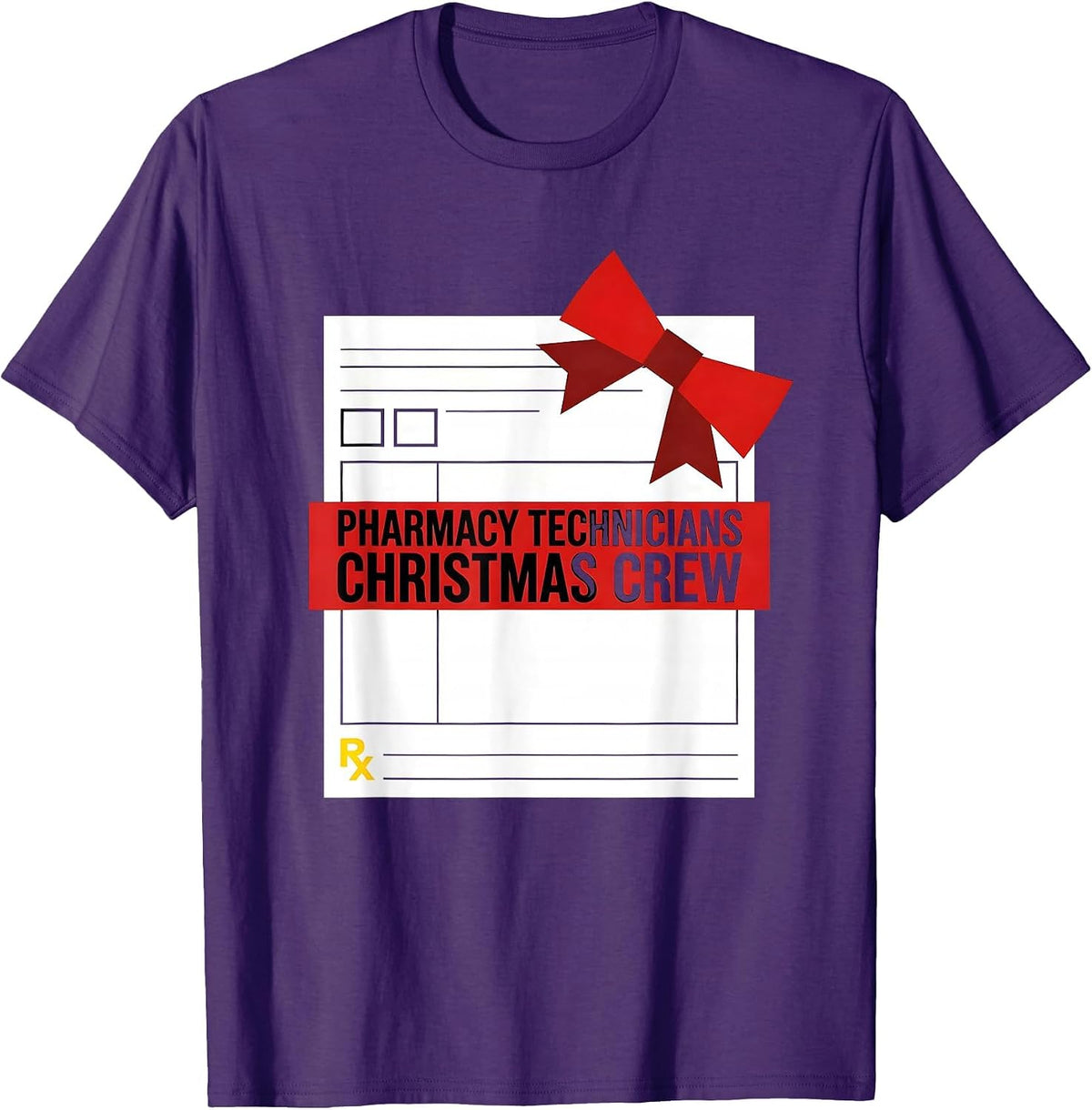 Pharmacy Technicians Christmas Crew Funny Matching Pharmacy T-Shirt - Purple