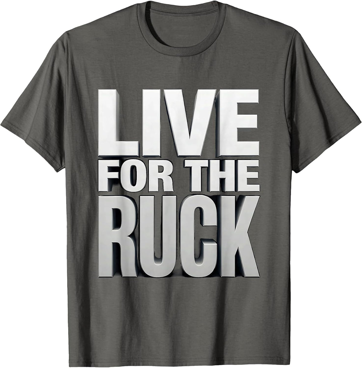 Live for the Ruck Rugby Graphic Design T-Shirt - Asphalt Grey