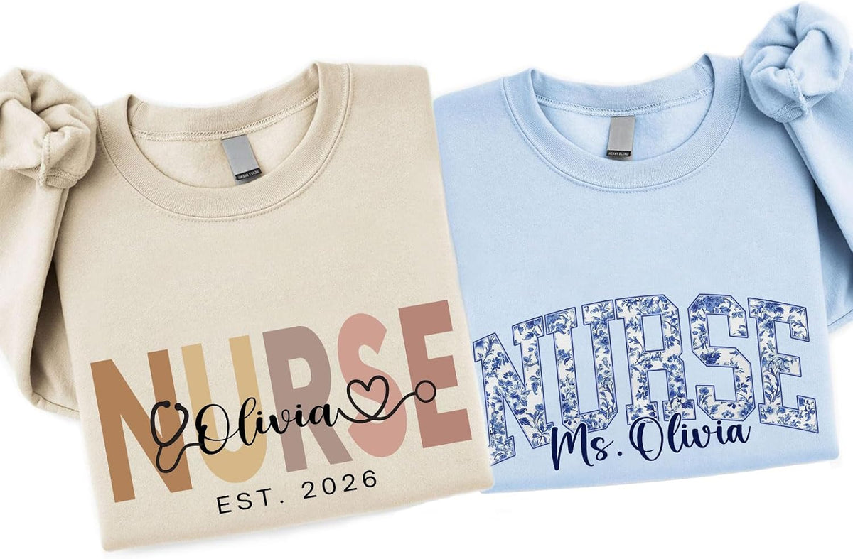 Personalized Nurse Shirt for Women, Nurse Tshirt, Custom RN Shirt for Nurses, RN Tshirt, Nurse Sweatshirt, Nurse Gifts - Art