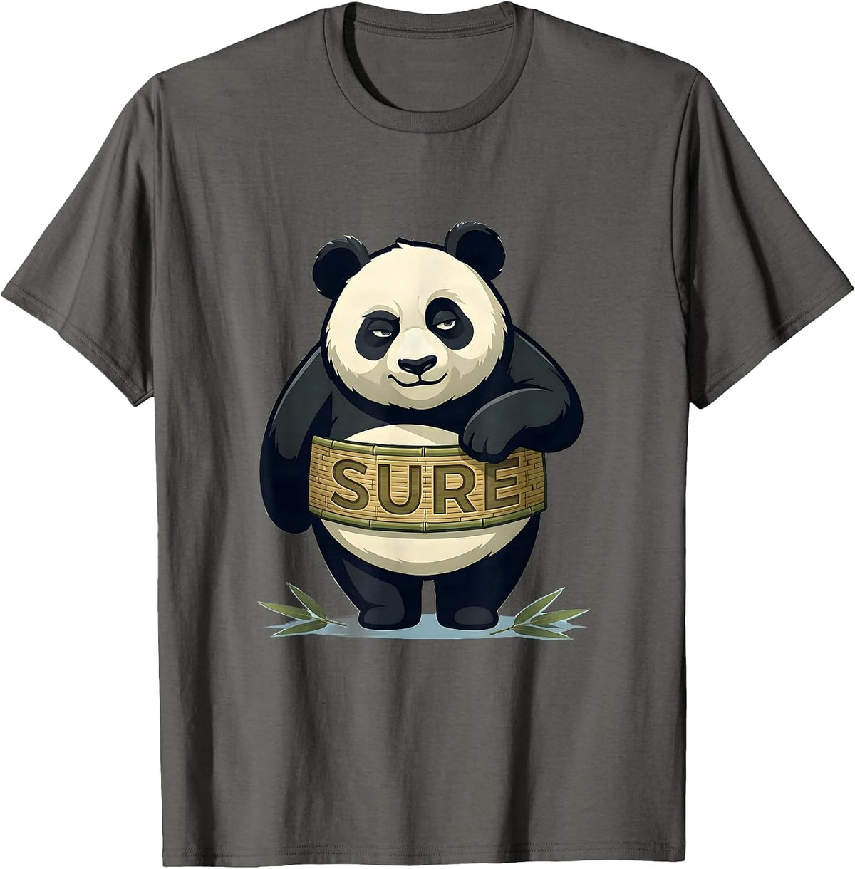 Men's Sure Cute Panda Mascot Animal Lover Humor Retro Novelty T-Shirt - Asphalt Grey