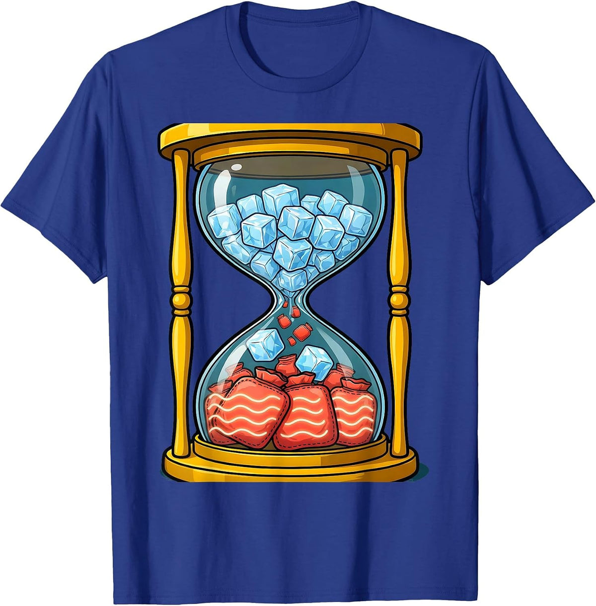 Physical Therapy Ice and Heat Hourglass Design T-Shirt - Royal Blue