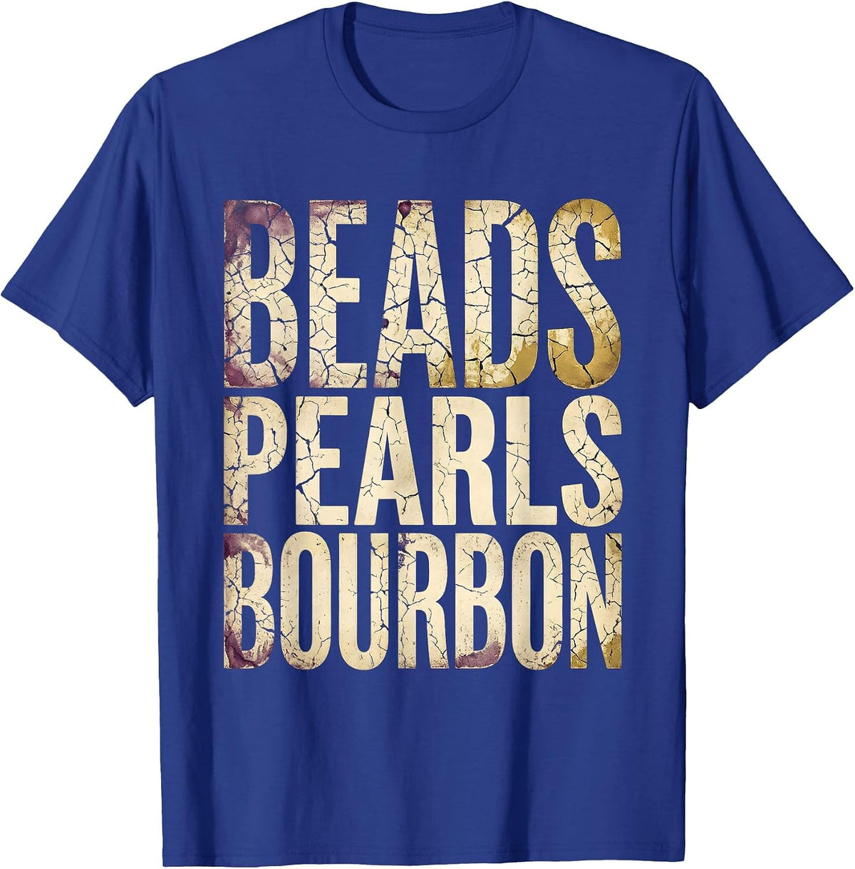 Men's Beads Pearls and Bourbon Mardi Gras Design T-Shirt - Royal Blue