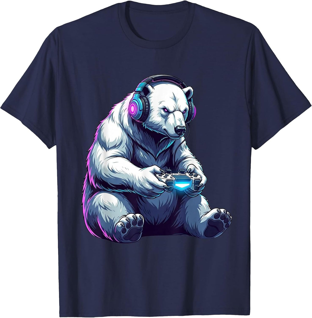 Polar Bear Funny Video Games Polar Bear T-Shirt - Navy Blue