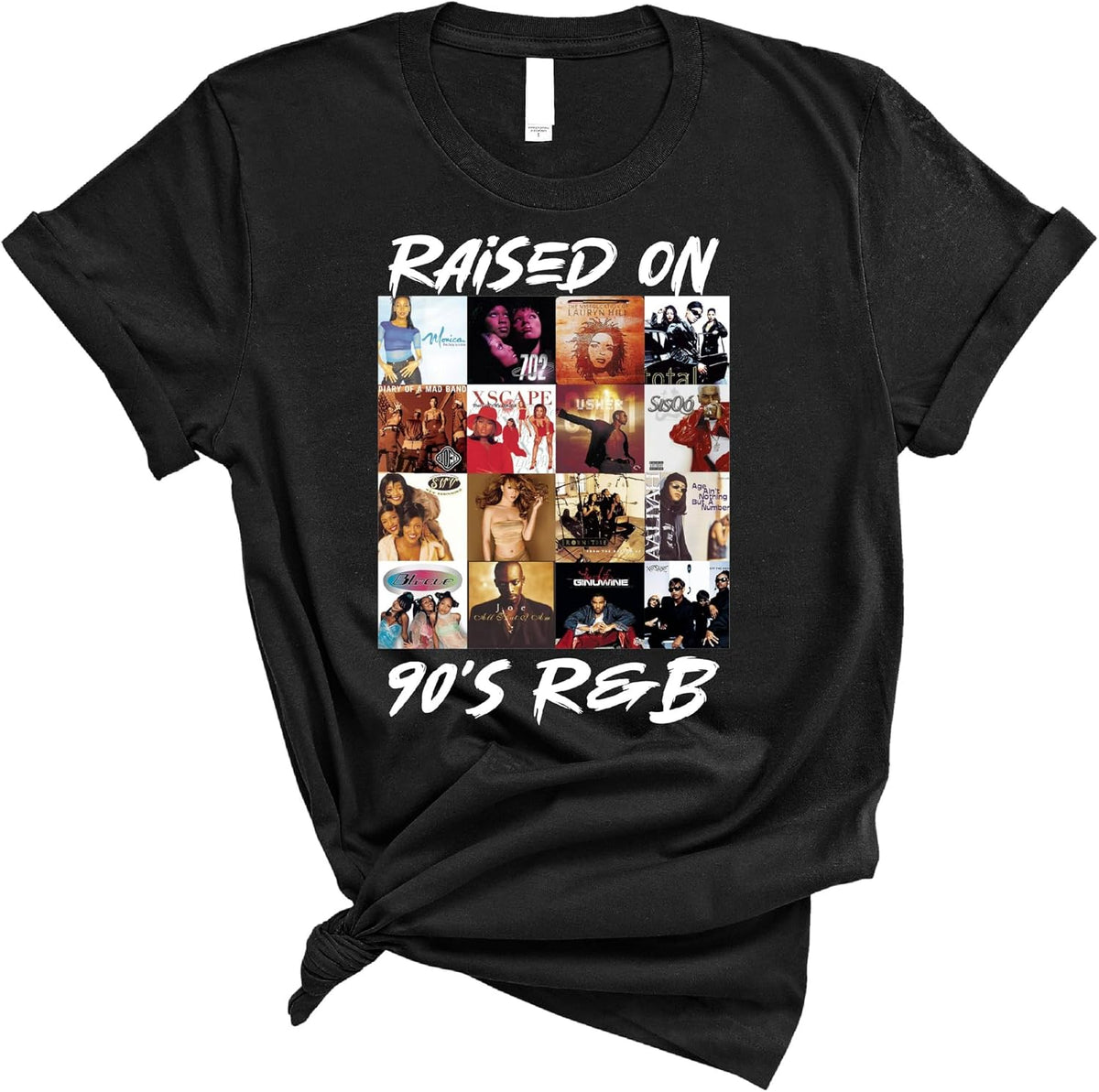 Raised On 90s R&B T-Shirt, Vintage Music Lover Tee for Fans of 1990s R&B Nostalgia, Music Era Clothing for Adults and Teens