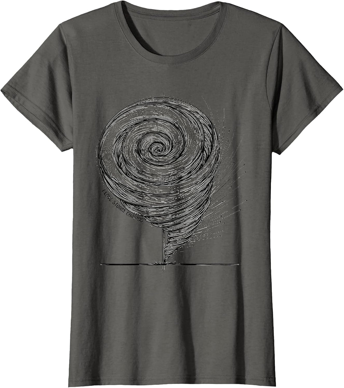 Women's I Love Storm Chasing Line Art Tornado Chaser Meteorology T-Shirt - Asphalt Grey