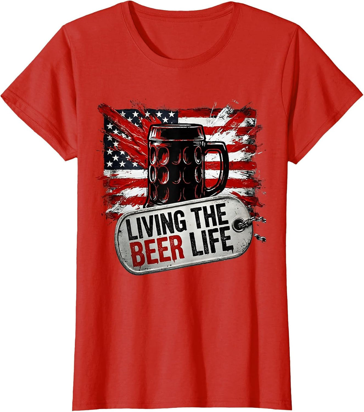 Living the Beer Life Craft Beer Lover Design T-Shirt - Red