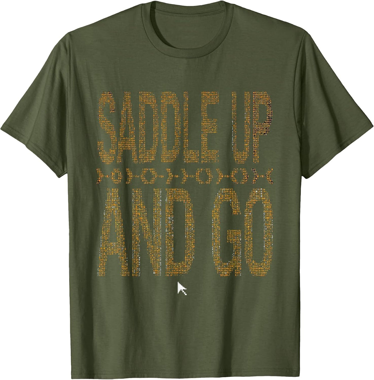 Men's Saddle Up and Go Cycling Bike Rider Design T-Shirt - Olive Green