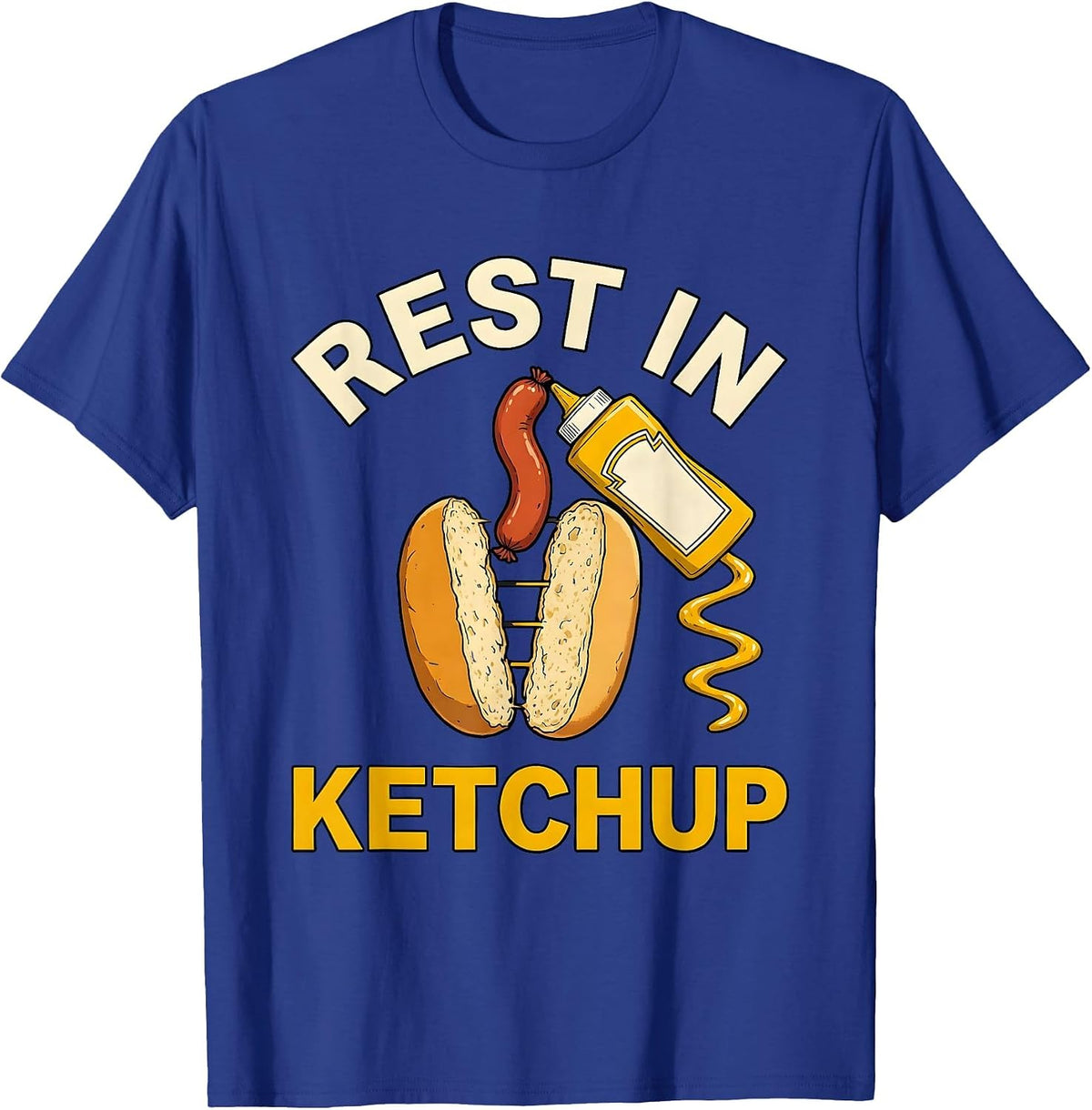 Men's Rest In Ketchup Funny Hot Dog Sausage Grilling BBQ 4th Of T-Shirt - Royal Blue