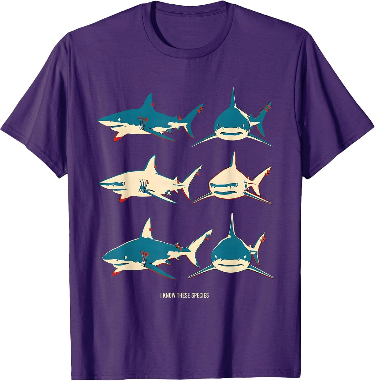 I Know These Species Funny Shark Lover Marine Biology Humor T-Shirt - Purple