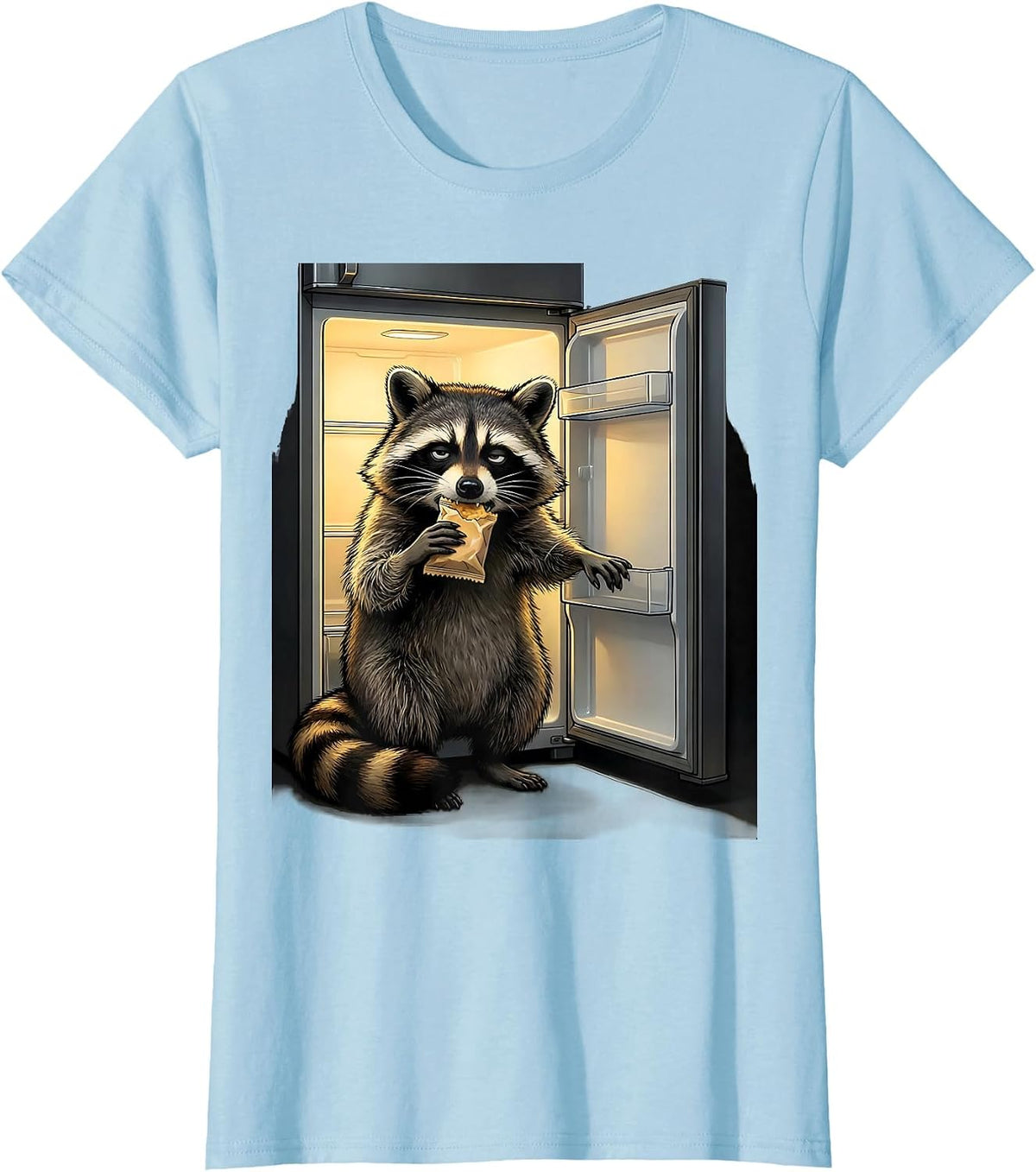 Masked Raccoon Snacking Funny Trash Panda Meme Humor T-Shirt - Baby Blue