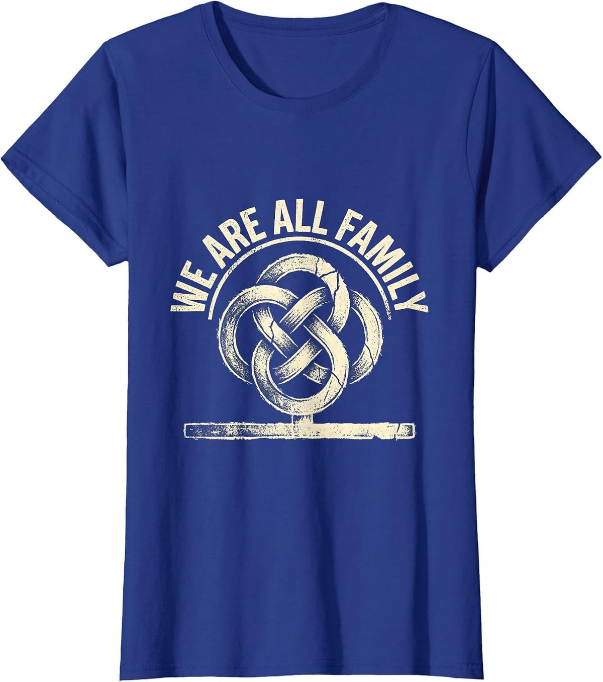 Women's We Are All Family Rubber Stamp Family Reunion Matching Group T-Shirt - Royal Blue
